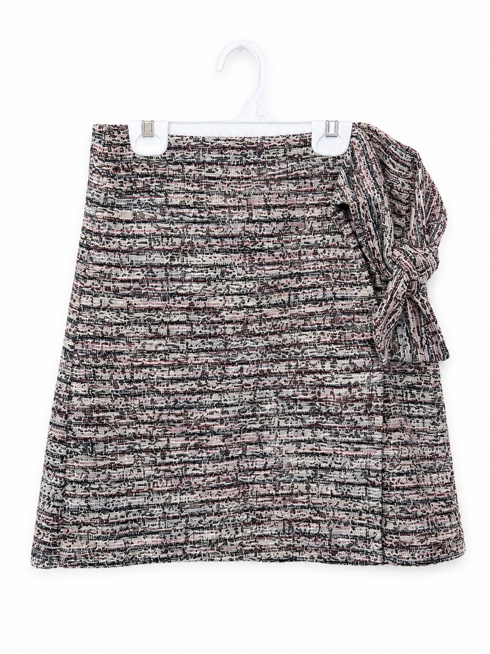LOFT Pink and Black A-Line Knit Skirt with Side Bow